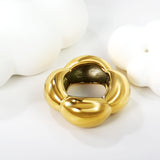 Fashion Skeleton Flower Glossy Geometric Ring Women's 18k Genuine Gold Plated Stainless Steel Ring Jewelry Wholesale