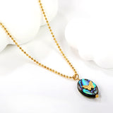 10.4*14.3mm Oval Abalone Shell with Butterfly Pendant Necklace 1.5mm*45+5cm+6mm Round Plaque Gold Color