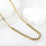 26pcs 3mm round white diamonds bunch necklace 1.2mm*74cm gold color