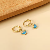 1.6x11mm circle with crown blue oil drop diamond stud earrings