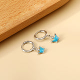 Cercle de 1.6x11mm avec boucles d'oreilles en diamant avec goutte d'huile bleue couronne