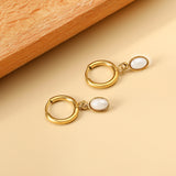 1.6x11mm circle with semi-oval white pearl stud earrings