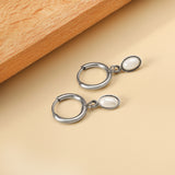 Boucles d'oreilles clous cercle 1,6x11 mm avec perles blanches semi-ovales