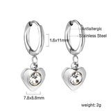 1.6x11mm circle with heart-shaped white diamond stud earrings