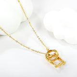 Irregular square round clasp pendant necklace 45+5cm gold color