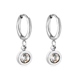 Cercle de 1,6x11 mm avec boucles d'oreilles rondes en diamant blanc