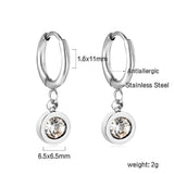 1.6x11mm circle with round white diamond stud earrings