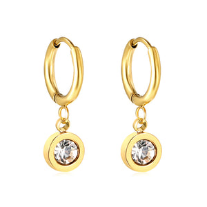 Cercle de 1,6x11 mm avec boucles d'oreilles rondes en diamant blanc