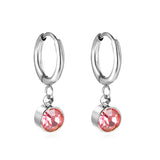 Cercle de 1,6x11 mm avec boucles d'oreilles rondes en diamant rouge rose