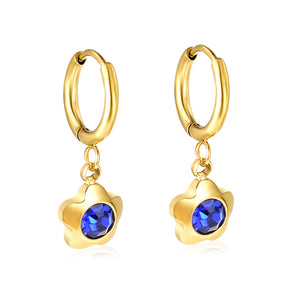 Boucles d'oreilles à tige en diamant bleu fleur de pêcher, cercle de 1,6x11 mm