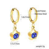 Boucles d'oreilles à tige en diamant bleu fleur de pêcher, cercle de 1,6x11 mm