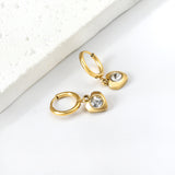 1.6x11mm circle with heart-shaped white diamond stud earrings