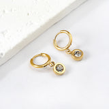 1.6x11mm circle with round white diamond stud earrings