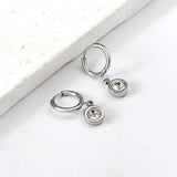 1.6x11mm circle with round white diamond stud earrings