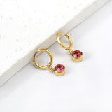 Cercle de 1,6x11 mm avec boucles d'oreilles rondes en diamant rouge rose