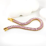 5.6*2.5mm rectangle white/black/purple/blue/pink diamonds clasp bracelet 18cm steel & gold color