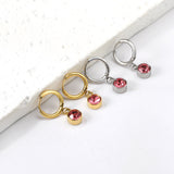 Cercle de 1,6x11 mm avec boucles d'oreilles rondes en diamant rouge rose