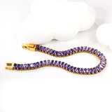 5.6*2.5mm rectangle white/black/purple/blue/pink diamonds clasp bracelet 18cm steel & gold color