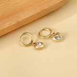 1.6x11mm circle with heart-shaped white diamond stud earrings