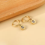 1.6x11mm circle with round white diamond stud earrings