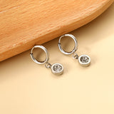 1.6x11mm circle with round white diamond stud earrings