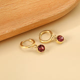 Cercle de 1,6x11 mm avec boucles d'oreilles rondes en diamant rouge rose