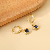 Boucles d'oreilles à tige en diamant bleu fleur de pêcher, cercle de 1,6x11 mm