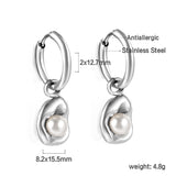 Boucles d'oreilles clous cercle 2x12,7 mm avec perles blanches façonnées