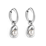 Boucles d'oreilles clous cercle 2x12,7 mm avec perles blanches façonnées