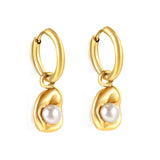 2x12.7mm circle with shaped white pearl stud earrings