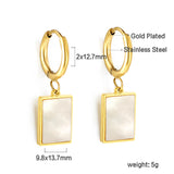 2x12.7mm circle with rectangular white shell stud earrings