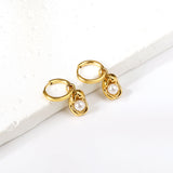 2x12.7mm circle with shaped white pearl stud earrings