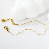 4pcs 5.8*4.6mm Freshwater Jane + Bead Chain Bracelet 17+3cm Golden