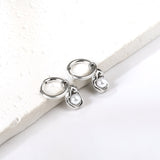 Boucles d'oreilles clous cercle 2x12,7 mm avec perles blanches façonnées