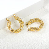 Round uneven with five 2.4mm white pearl earrings 4.7*23.5mm gold color