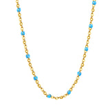 White/red/blue/mixed color dot drop glue necklace 0.4 cross chain 40+5cm+6mm round plate Gold color