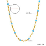 White/red/blue/mixed color dot drop glue necklace 0.4 cross chain 40+5cm+6mm round plate Gold color