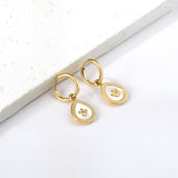 2x12.7mm Circle White Shell Stud Earrings with Drop Crown