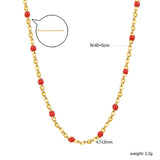 White/red/blue/mixed color dot drop glue necklace 0.4 cross chain 40+5cm+6mm round plate Gold color