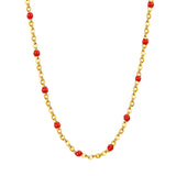 White/red/blue/mixed color dot drop glue necklace 0.4 cross chain 40+5cm+6mm round plate Gold color