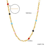 White/red/blue/mixed color dot drop glue necklace 0.4 cross chain 40+5cm+6mm round plate Gold color