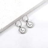 2x12.7mm circle with round moon white shell stud earrings