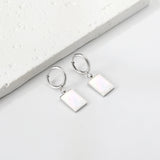 Boucles d'oreilles clous cercle 2x12,7 mm avec coquillage blanc rectangulaire