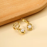 2x12.7mm circle with shaped white pearl stud earrings