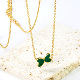 11.2*8mm Butterfly with White Shell/Black Yak/Pink Shell/Green Oil Drop Pendant Necklace 035*45+5cm+6mm Round Gold Color