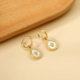 2x12.7mm Circle White Shell Stud Earrings with Drop Crown