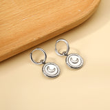 Boucles d'oreilles clous cercle 2x12,7 mm avec lune ronde coquillage blanc