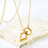 Irregular square round clasp pendant necklace 45+5cm gold color