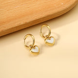 2x12.7mm circle with heart white shell stud earrings