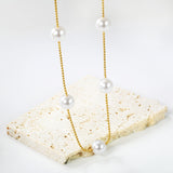 7pcs 8mm white pearl beads necklace 1.2mm*42+5cm gold color